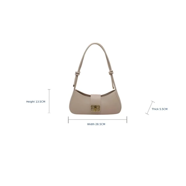 Adjustable PU leather shoulder bag with knot strap for daily use in white