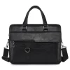 Amsburg laptop leather bag made of premium leather with slim design for office and professional use in black