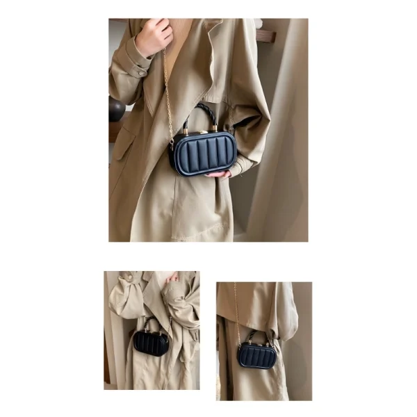 PU leather box bag with latch lock and fold design for casual outings in black outfit