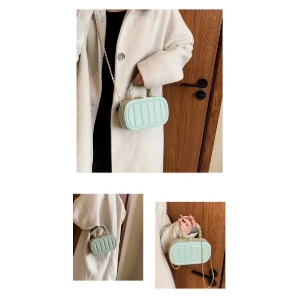 PU leather box bag with latch lock and fold design for casual outings in green outfit