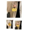PU leather box bag with latch lock and fold design for casual outings in yellow outfit