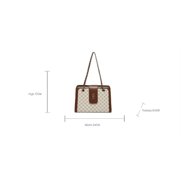 Business casual square shoulder bag made of polyester and polyurethane with multi-compartment design for daily use in brown & white