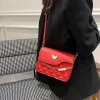 Red PU mini shoulder bag with butterfly decor and quilted embossed design for casual outings