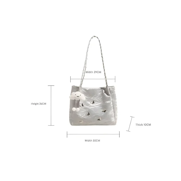 Large-capacity butterfly handbag made of PU leather, perfect for casual daily use in off white.