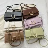 "Multicolor PU leather casual shoulder bag with buckle flap design for everyday use"