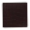 Crocodile bifold slim leather wallet with handmade finish for daily use in dark brown