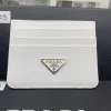 Designer leather card holder card wallet made of leather with saffiano texture for daily use in white