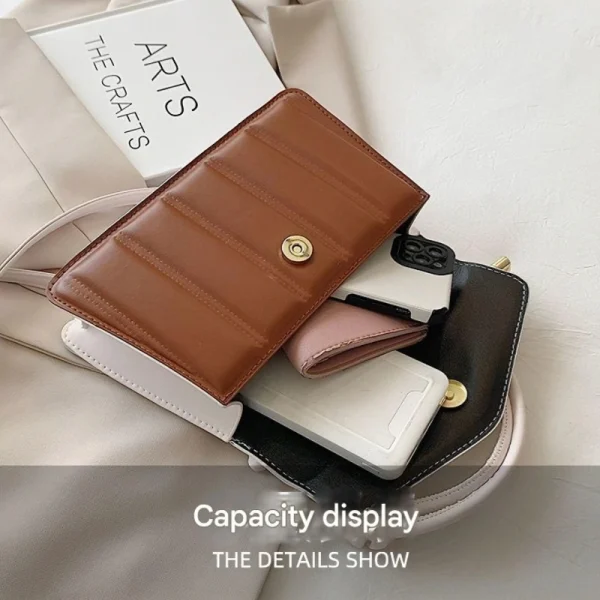 Women's fashion handbag made of PU leather with knotted handle, ideal for daily use in white and brown color