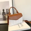 Women's fashion handbag made of PU leather with knotted handle, ideal for daily use in white and brown color