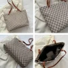 "Geometric pattern tote bag made of PU leather with waterproof build for daily use in pink overview"