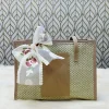 “Handwoven straw shoulder bag with polyester lining, large capacity for beach and travel use in khaki.”