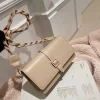 Khaki faux leather crossbody shoulder bag with buckle strap for casual everyday use