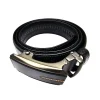 Leather belt for men made of leather with an automatic buckle for formal and daily wear in black