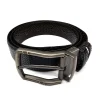 Leather belt for men made of leather with pin buckle for formal and daily wear in black