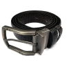 Leather belt for men made of leather with pin buckle for formal and daily wear in black