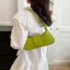 "Neon PU leather shoulder bag with zipper closure for everyday use outfit"