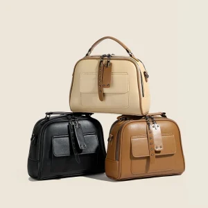 Premium ladies handbag, PU leather multi-layer commuting handbag with large capacity for daily use in black, white & coffee.