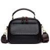 “Premium ladies small PU leather shoulder tote with soft design and front pocket for daily and travel use in black.”