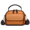 “Premium ladies small PU leather shoulder tote with soft design and front pocket for daily and travel use in brown.”