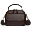 “Premium ladies small PU leather shoulder tote with soft design and front pocket for daily and travel use in coffee.”