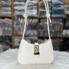 “PU leather adjustable shoulder bag in white for daily use, stylish medium-size women's handbag.”