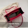 "Simple tote bag made of PU leather with quilted design for daily use in red"