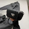 PU leather underarm shoulder bag with hasp closure for daily use in black