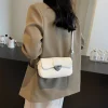 PU leather underarm shoulder bag with hasp closure for daily use in white outfit