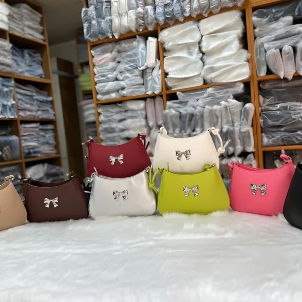 Fashionable women’s PU leather belt bag with adjustable handle and bow décor for everyday use in multicolor