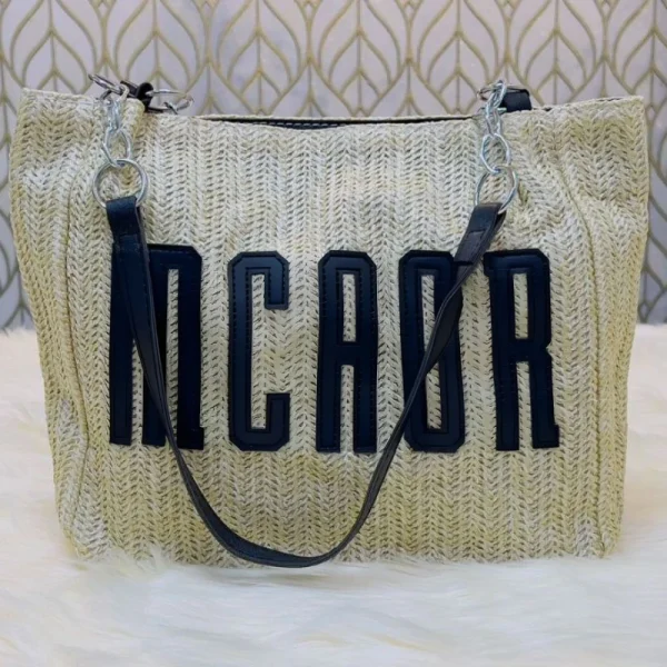 "Braided fabric women’s shoulder bag with lightweight braided texture for casual use in black"