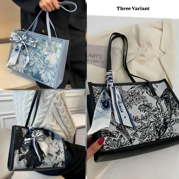 “Trendy women’s shoulder bag made of cloth with parrot-themed artistic design for casual outings in multi color