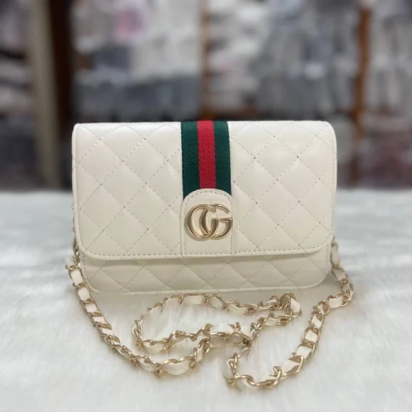 “Women’s PU shoulder bag with compact design for everyday use in white”