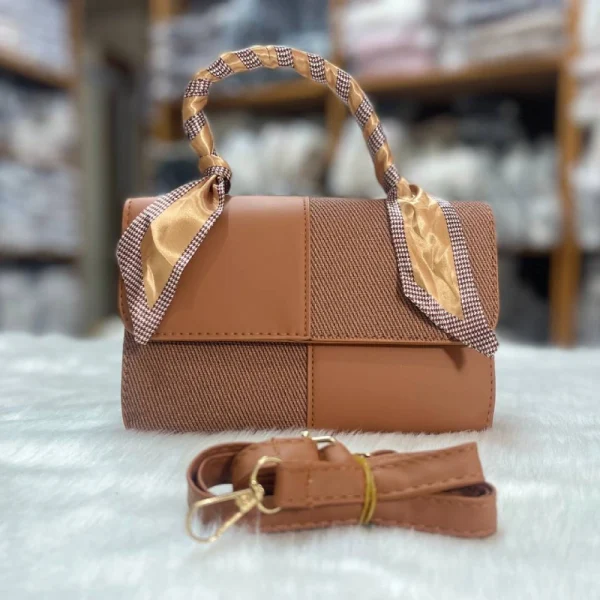 Women’s crossbody bag in PU leather with a compact stylish design for everyday use in brown