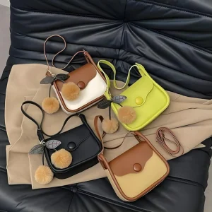 Women’s PU leather crossbody and shoulder bag with compact versatile design for everyday use in multi-color