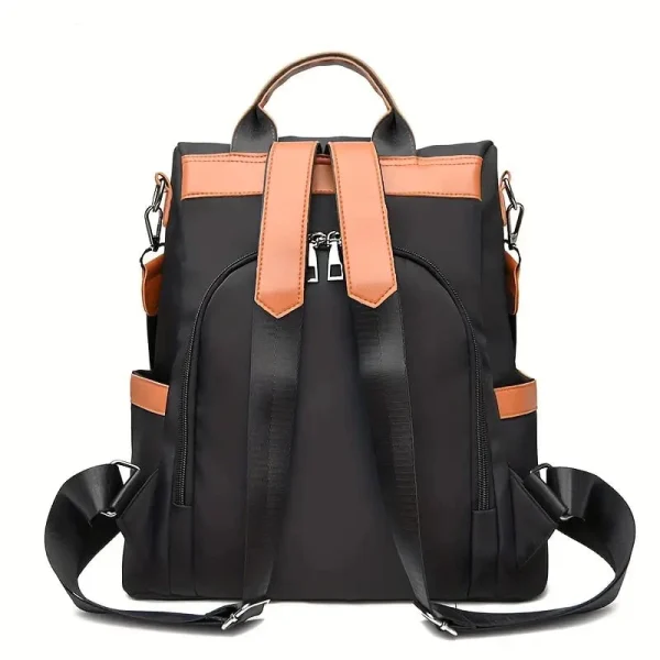 “Women outdoor tote bag made with durable nylon, featuring large capacity for daily use and travel in orange and black.”
