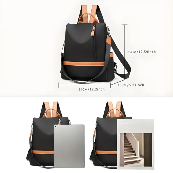 “Women outdoor tote bag made with durable nylon, featuring large capacity for daily use and travel in orange and black capacity.”