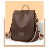 “Women Oxford backpack made with water-resistant material and multi-pocket storage for office, university and travel in coffee color.”